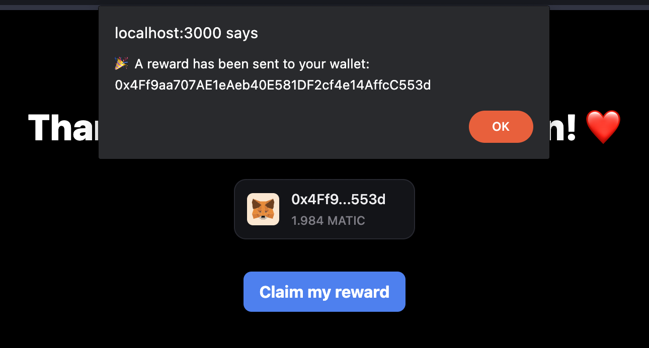 They'll receive the NFT in their wallet shortly!